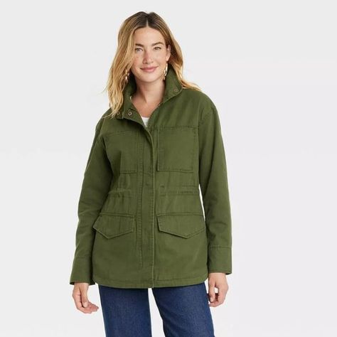 Women's Utility Field Jacket - Universal Thread NWT Size Small NEW Field Jacket Womens, 2023 Jackets, Olive Green Coat, Target Shopping, Womens Utility Jacket, Womens Fashion Casual Chic, Green Utility Jacket, Fall 23, Winter 23