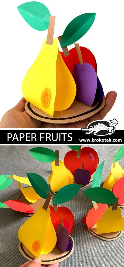 paper fruits Vegetable Crafts, Fruit Diy, Paper Fruit, Fruit Crafts, Preschool Counting, Kids Vegetables, Counting Worksheets, Fruits For Kids, Fall Fruits