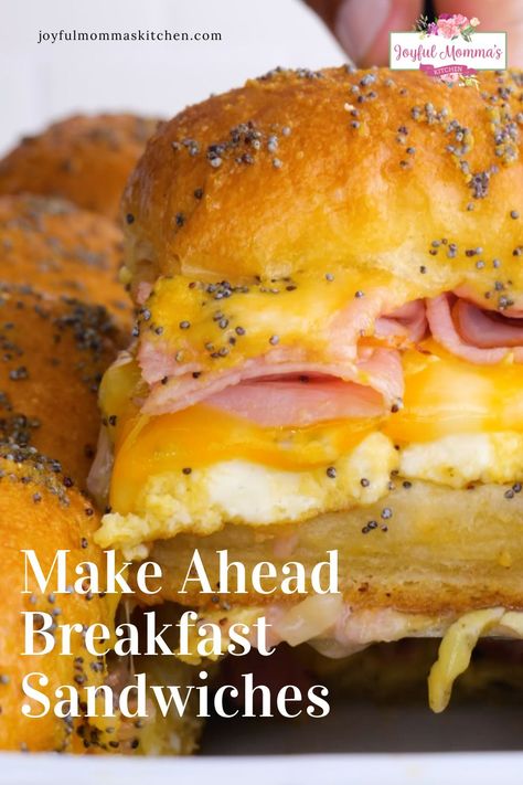 On The Go Breakfast Sandwiches, Make Ahead Breakfast Sammies, Breakfast Sandwich Party, Brunch Egg Sandwiches, Christmas Morning Breakfast Sliders, Brunch Recipes For A Crowd Make Ahead, Brunch For 150 People, Breakfast Sandwiches For A Group, Ham Egg And Cheese Breakfast Sandwiches