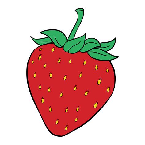 How to Draw a Strawberry - Really Easy Drawing Tutorial Draw A Strawberry, Dandelion Drawing, Strawberry Drawing, Strawberry Cake Easy, Embroider Ideas, Strawberry Art, Strawberry Leaves, Afrique Art, Cake Easy