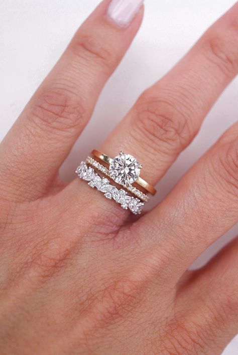 Double Wedding Bands, Stackable Diamond Bands, Stacked Wedding Bands, Stacked Wedding Rings, Pave Diamond Band, Dream Engagement Rings, Custom Ring Designs, Wedding Band Sets, Diamond Band