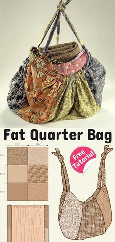 Fat Quarter Bag Pattern & Tutorial Fat Quarter Bag, Free Dress, Sewing Machine Projects, Sewing Projects Clothes, Cute Sewing Projects, Crochet Clutch, Learning Techniques, Small Sewing Projects, Creation Couture