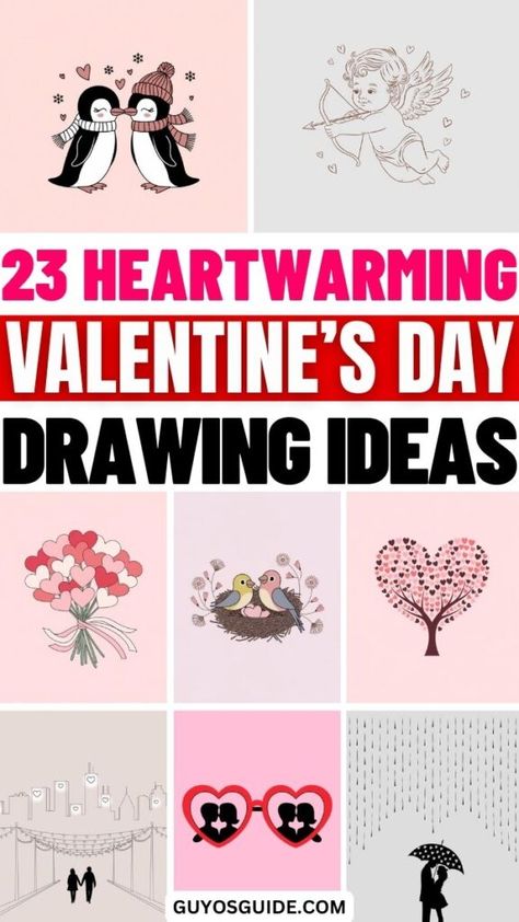 23 Heartwarming Valentine’s Day Drawing Ideas to Inspire You Etch A Sketch Valentine, Valentine Sketches Art, Date Night Drawing Ideas, Love Letters Drawing Ideas, Valentines Day Paintings On Canvas Easy For Boyfriend, Valentine Drawings Easy, Cute Valentine’s Day Drawings, Valentine’s Day Images, Valentines Images Pictures