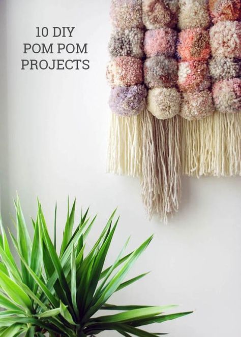 Woven Wall Hanging Diy, Pom Pom Wall Hanging, Pom Pom Wall, Clover Pom Pom Maker, Wool Wall Hanging, Pom Crafts, How To Make A Pom Pom, Pom Pom Maker, Diy Pom Pom