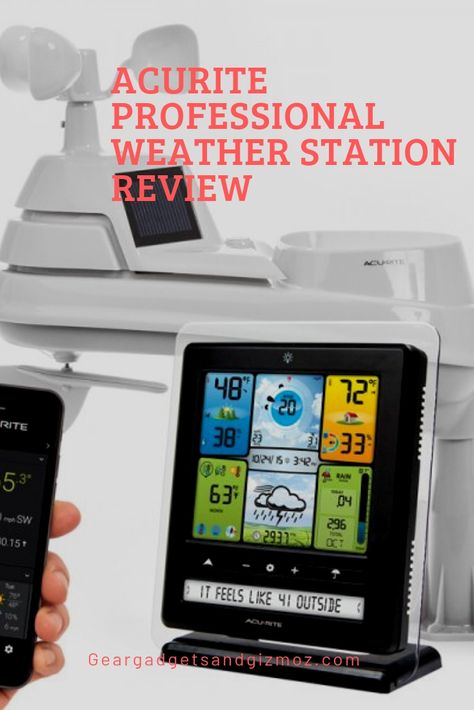 AcuRite 01024 Professional Weather Station Review. This AcuRite 01024 Pro Weather Station review will help you decide if it is the weather station you need for your home or office. It has impressive abilities that can provide reliable weather predictions despite its modest price.  #weatherstationwireless Weather Predictions, Tools And Toys, Tech Toys, Waterproof Speaker, Weather Station, Weather Conditions, Cool Gadgets, Gadgets, The Outsiders