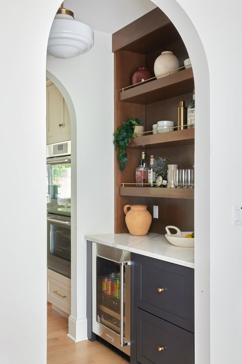 Califon Butler's Pantry — UA Designs: NJ Based Home & Interior Designer Walk Thru Butler Pantry Ideas, Cozy Butlers Pantry, Butlers Pantry Craftsman, Butlers Walkthrough, Dining Room Butlers Pantry Ideas, Built In Pantry With Countertop, Closet Into Butlers Pantry, Porch Pantry Ideas, Kitchen Design Butlers Pantry