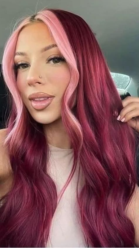 Magenta Hair, Split Dyed Hair, Pink Hair Dye, Dramatic Hair, Vivid Hair Color, Red Hair Inspo, Dyed Hair Inspiration, Hair Dye Ideas, Pretty Hair Color