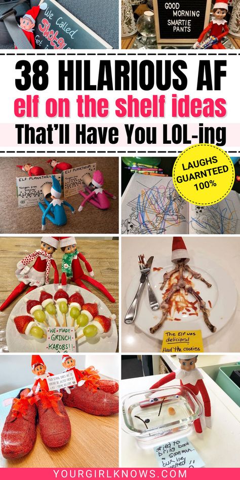 If there is one tradition I absolutely adore during Christmas, it is elf on the shelf. And with these easy else on the shelf ideas, you're family will be lol-ing so hard! Funny Elf On A Shelf Ideas For Kids, Adult Elf On A Shelf Ideas, How To Do Elf On The Shelf, Elf On Shelf For Adults, Elf On The Shelf Ideas For College Kids, 2 Elf On The Shelf Ideas Funny Hilarious, Elf On The Shelf Ideas For Teens Funny, Elf On The Shelf Pranks For Older Kids, Ideas For 2 Elf On The Shelf Elves