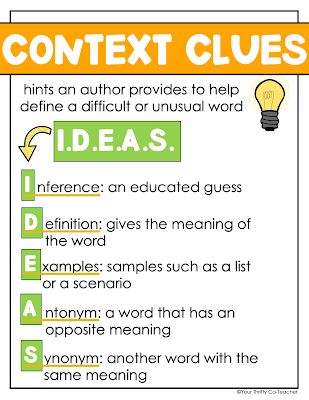 Teaching Context Clues with Fun Activities for Grades 4 & 5 - Your Thrifty Co-Teacher Context Clues Anchor Chart 2nd Grade, Context Clues Worksheets 4th Grade, Context Clues 3rd Grade, Context Clues Activities Middle School, Teaching Context Clues 3rd, Context Clues 2nd Grade, Context Clues Activity, Teaching Context Clues, Context Clues Anchor Chart