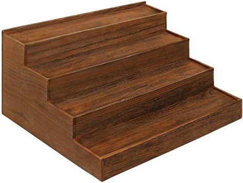 Amazon.com: Ikee Design 4-Tier Wood Stair Shelves Step Display Risers Wooden Counter-top Tier Display Riser Dessert Cupcake Riser Wood Spice Shelf Racks Step Storage Organizer Shelf Wood, 15.75 "W x 12.75 "D x 7.5 "H, Brown Color : Home & Kitchen Jewelry Display Diy, Wood Brown Color, Step Display, Step Storage, Step Shelves, Stair Shelves, Shed Studio, Wood Display Stand, Spice Shelf