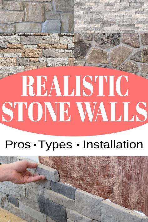 Collage of stone veneer walls and installation. Airstone Wall, Diy Stone Wall Interior, Diy Stone Veneer, Diy Stone Wall, Rock Veneer, Stone Kitchen Island, Before And After Room, Stone Veneer Exterior, Stone Veneer Wall