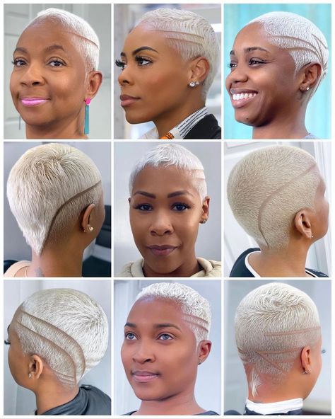 Low Haircut For Ladies, Blonde Bald Fade Women Black, Woman Fade Haircut, Blonde Fade Black Women, Short Blonde Natural Hair, Female Fade Haircut Black Women, Blonde Short Hair Black Women, Short Colored Hair Black Women, Short Short Hair Styles