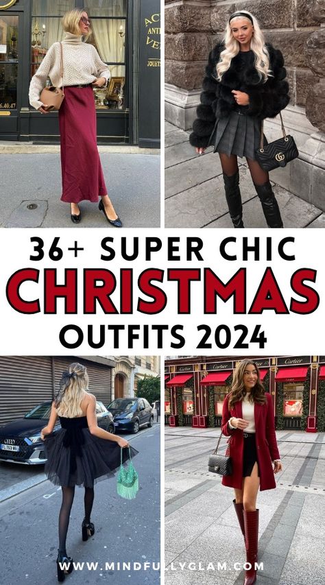 christmas outfits 2024 Christmas Going Out Outfits Classy, Friend Christmas Party Outfit, Christmas Outfit Ideas For Women Skirt, What To Wear To A Theater Show, Santa Themed Party Outfit, Christmas Dressy Outfits, Christmas Outfits For Warm Weather, Dressy Holiday Party Outfit, Christmas Outfits 2024 Women