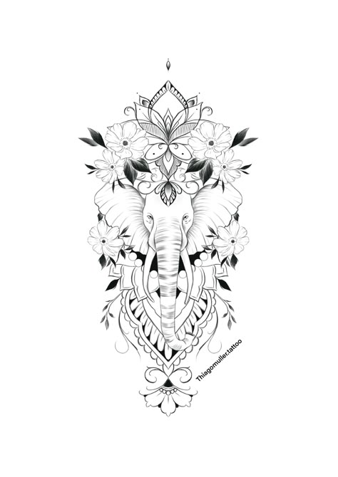 Mandala Elephant Tattoo, Third Eye Tattoos, Elephant Tattoo Design, Boho Tattoos, Mandala Tattoos, Cool Chest Tattoos, Leg Tattoos Women, Tattoo Style Drawings, Elephant Tattoo