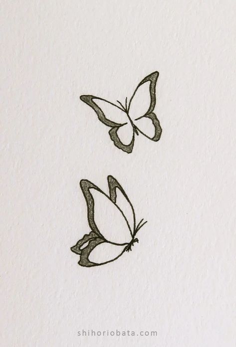 Butterfly Drawing Ideas, Easy Butterfly Drawing, Easy Butterfly, Butterfly Art Drawing, Butterfly Sketch, Flower Drawings, Simple Butterfly, Cute Sketches, Easy Flower