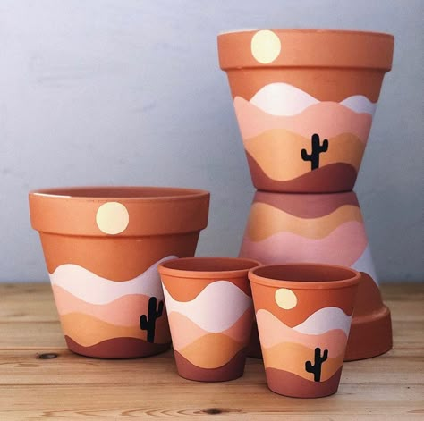 Terracotta Fever 🧡🔥 on Instagram: “Adoring these painted pretties! Thanks for the #terracottafever @tenderterracotta 🧡🔥  Featured by @dearestnature   .  Tag us…” Terracotta Pots Design, Diy Painting Plant Pots, Pot Painting Inspiration, Cute Terracotta Pots, Paint Pots Terracotta, Plant Pot Inspiration, Paint On Terracotta Pots, Pot Diy Painted, Cute Painted Pots Diy