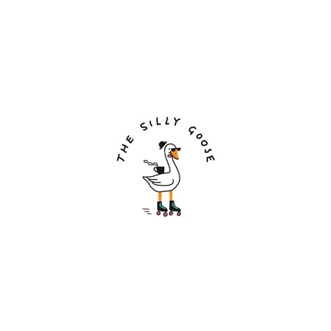 Design #120 by LyubaVigura | The Silly Goose Cafe - fun logo Goose Logo Design, Cute Goose Tattoo, Silly Goose Drawing, Silly Goose Tattoo, Silly Tattoo Ideas, Goose Graphic, Goose Illustration, Goose Drawing, Goose Tattoo