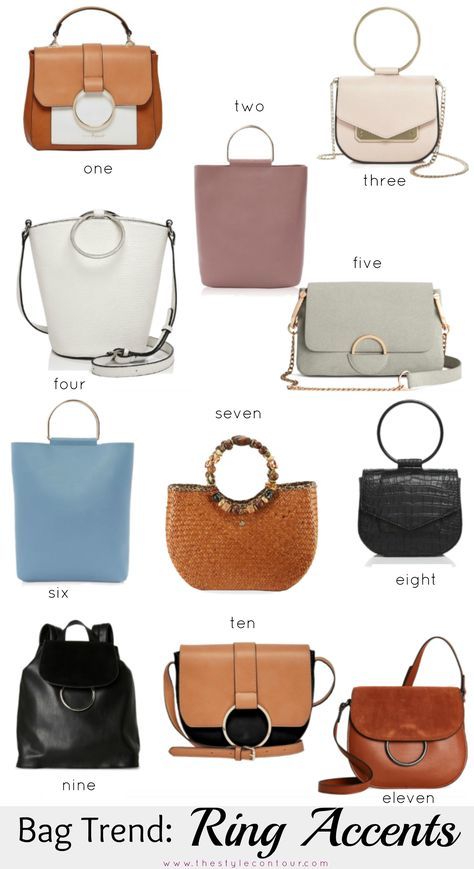 Today, I'm sharing eleven of my top picks for the ring bag trend that's been gaining more momentum this season. I'd say the Chloé Faye bag is what put this style on the map, a combination of sophistication in shape with a punk-like detail. Since then, the style has gained many forms, such as simple ring handles or ring "piercings" where the ring detail is looped through the fabric of the bag, creating the effect of a piercing, which is pretty cool! Ring Handle Bag, Chloe Faye Bag, Trending Bags, Faye Bag, Leather Bag Tutorial, Textile Bag, Simple Ring, Ring Bag, Trending Handbag