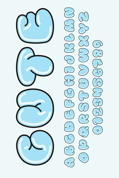 Bubble Fonts Typography Cartoon Bubble Letters, Fluffy Font Alphabet, Graffiti Lettering Bubble, Bubble Graffiti Alphabet, Bubble Fonts Alphabet, Cute Bubble Letters, Bubble Words, Bubble Writing Font, Bubble Graffiti