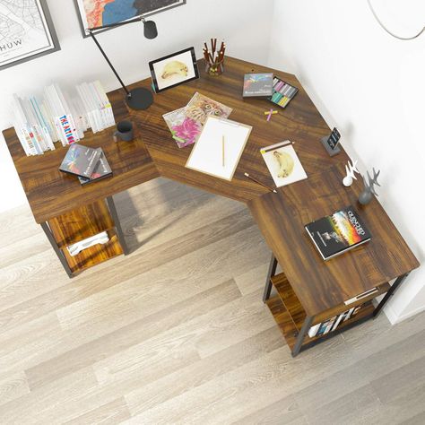 Corner Desk Home Office, Modern Wooden Desk, L Shaped Computer Desk, Multipurpose Desk, Computer Desk With Shelves, Desk Pc, Desk With Shelves, Study Table Designs, Shelves For Storage