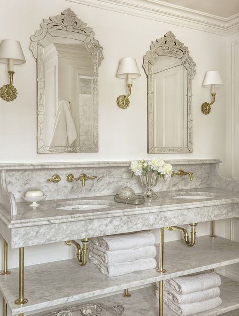 French Bathroom Design, Amy Studebaker Design, Amy Studebaker, Parisian Bathroom, Guest Bathroom Design, Old Money House, Home Spa Room, French Bathroom, Master Bath Renovation