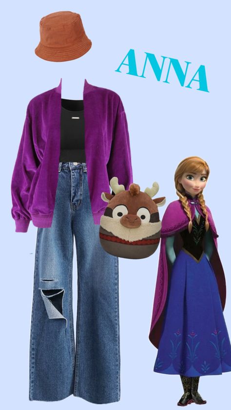 #anna Elsa Anna Disneybound, Princess Anna Inspired Outfit, Frozen Anna Outfit, Disney Frozen Inspired Outfits, Anna Outfits Frozen, Anna Diy Costume Women, Princess Everyday Outfits, Elsa And Anna Disneybound, Character Inspired Outfits Disney