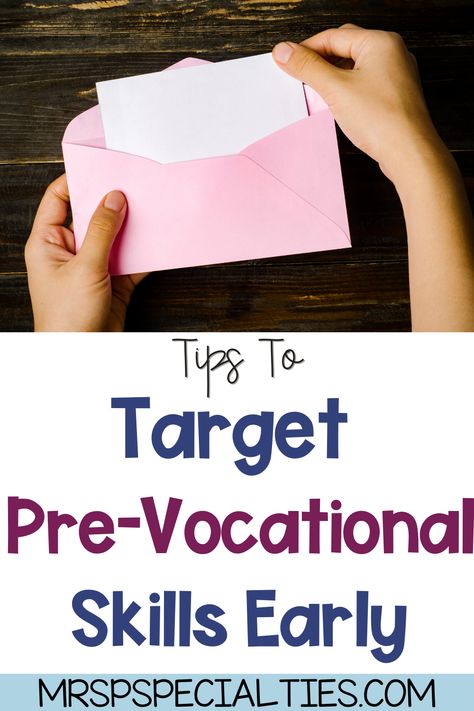 Pre-Vocational Skills: Tips For Targeting Early · Mrs. P's Specialties Pre Vocational Activities Special Needs, Prevocational Activities Life Skills, Task Bins, Classroom 2023, Vocational Activities, Teacher Corner, Elementary Special Education Classroom, Resource Room Teacher, Vocational Tasks