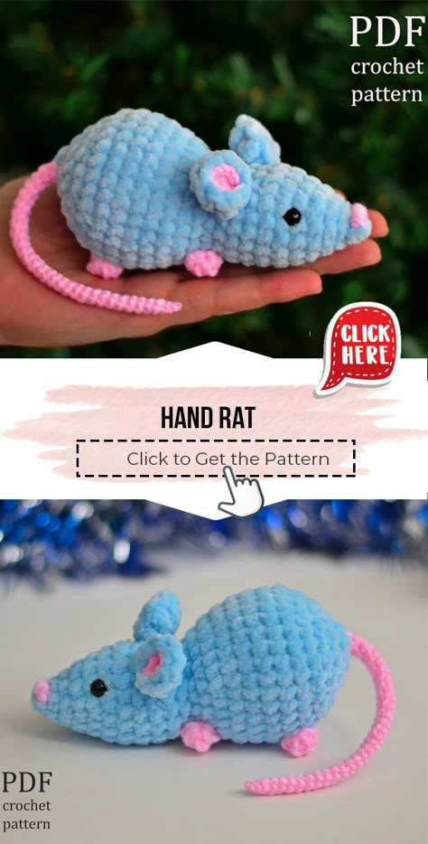 crochet Hand Rat easy pattern - Easy Crochet Amigurum Pattern for Beginners. Click to Get the Pattern #Amigurum #crochetpattern #crochet via @shareapattern.com Magical Crochet, Kat Haken, Aesthetic Patterns, Mini Basket, Crochet Toys Free, Easy Crochet Animals, Confection Au Crochet, Crochet Aesthetic, Crochet Humor