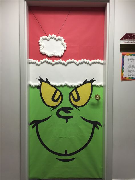 Holiday Classroom Doors, Grinch Door, Door Decorations Classroom Christmas, Holiday Door Decorations, Classroom Christmas Decorations, Christmas Door Decorating Contest, Christmas Classroom Door, Grinch Decorations, Winter Door Decorations