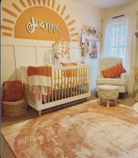 Boho Nursery Board And Batten, Cute Boho Nursery, Terracotta Safari Nursery, Sunny Themed Nursery, Yellow And Brown Nursery, Sunshine Crib Bedding, Boho Sunshine Room, Boho Sunflower Nursery, Boho Rainbow And Sunshine Nursery