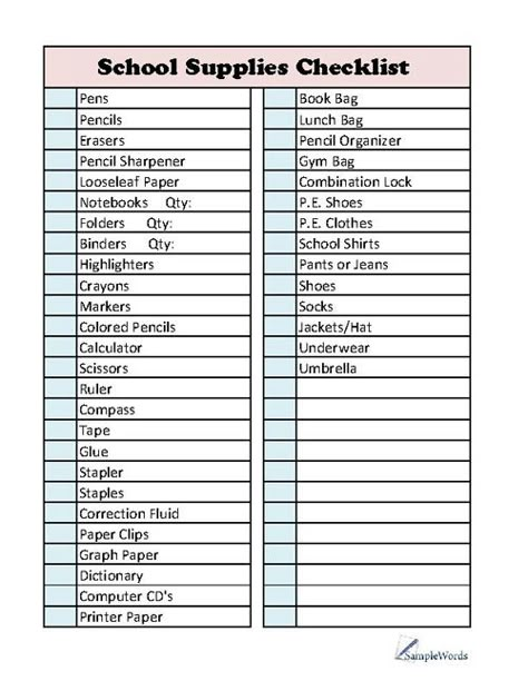 This school supplies checklist provides a full list of over 35 supplies typically needed for a school-aged student, including highlighters, calculators and pencils. High School Supply List Senior, Preppy Back To School Supplies List, 7th Grade Back To School Supplies, Stationary List For High School, Stationary You Need For School, School Supplies For Sophomore Year, Best Highlighters School, List Of School Supplies For High School, 11 Grade School Supplies List