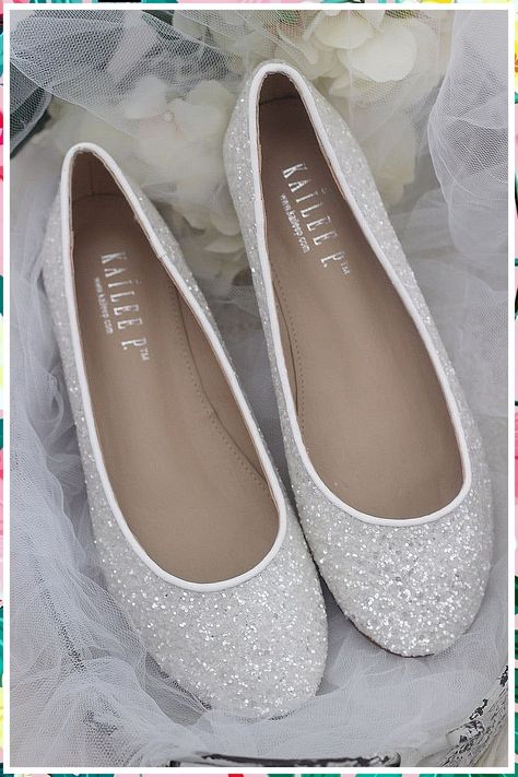 Winter Wedding Shoes - Have you ever feel like you're wasting your time searching? Click to get what you want from one of the worlds largest online retailer! Act TODAY! Winter Wedding Shoes, Bridesmaids Shoes, White Bridal Shoes, Glitter Ballet Flats, Sparkly Flats, Country Shoes, Matric Dance, Bridal Flats, Glitter Flats