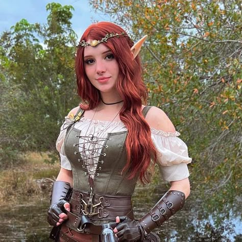 Madi on Instagram: "I’ll take any excuse I can to dress up as an elf 😌🧝🏻‍♀️ Had such a fun time at the Brevard renaissance faire! 🐉🏰🧚🏻" Ren Faire Wood Elf, Cute Medieval Outfits, Elf Renfaire Outfit, Elf Warrior Female Costume, Renfaire Elf Outfit, Dnd Character Cosplay, Ren Fair Fairy Outfit, Ren Faire Outfits Elf, Elf Costume Aesthetic