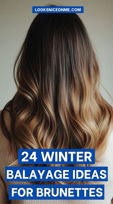 Get your hair winter-ready with these 24 gorgeous balayage ideas for brunettes! Whether you prefer deep chocolate, caramel, or frosty tones, these balayage styles will add depth and warmth to your brunette hair, keeping your look fresh and on-trend for winter. Balayage For Fair Skin Brunettes, Toasted Almond Balayage, Lowlight Balayage For Brunettes, Bayalage Brunette Fall 2024, Fall Bayalage Brunette Dark, Fall 2024 Balayage, Balayage Hair Winter, Low Lights For Brown Hair Balayage, Winter Hair Color For Brunettes Balayage