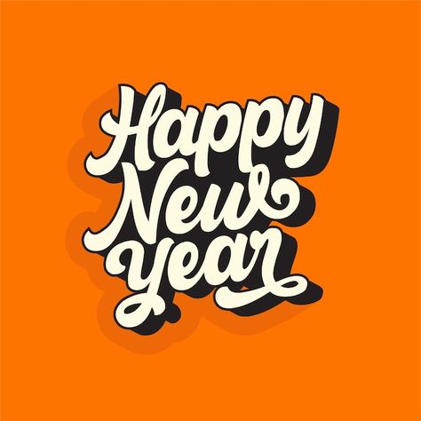 Lettering happy new year vintage | Premium Vector #Freepik #vector #happy-new-year-party #happy-new-year-lettering #new-year-eve #new-year-party Happy New Year 2024 Illustration, Happy New Year Graphic Design, Happy New Year 2024 Design, Happy New Year Font, Happy New Year Graphic, Happy New Year Vintage, Happy New Year Lettering, Happy New Year Poster, Happy New Year Illustration