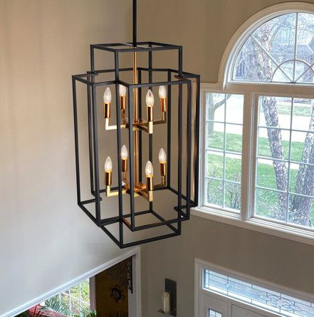 Mercury Row® Boyes 8 - Light Square/Rectangle Chandelier | Wayfair Entry Way Chandelier, Wrought Iron Pendant Light, Entry Chandelier, Entryway Light Fixtures, Entryway Chandelier, Foyer Lighting Fixtures, Iron Pendant Light, Entry Lighting, Foyer Chandelier