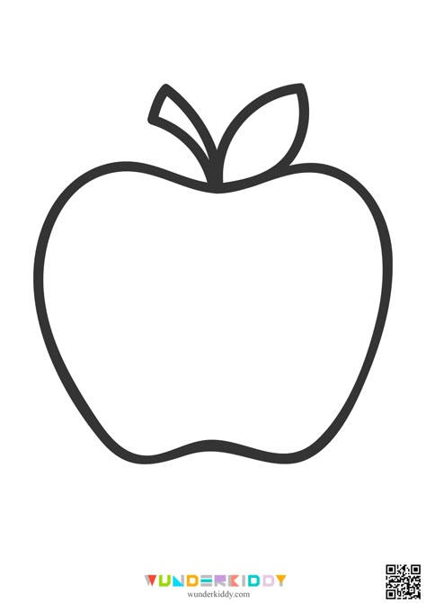 Apple Outline Tattoo, Cut And Glue Free Printable, Apple Felt Pattern, Apple Template Free Printable, Apple Pattern Printable, Apple Pattern, Free Apple Coloring Pages, Apple Outline Printable, Apple Drawing