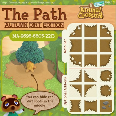 The Path has now been recolored to match regular dirt in autumn! - Imgur Flower Path, Cottagecore Animal Crossing, Acnh Cottagecore, Animal Crossing 3ds, Ac New Leaf, Animal Crossing Guide, Coloring Images, Animal Crossing Wild World, Animal Crossing Qr Codes Clothes