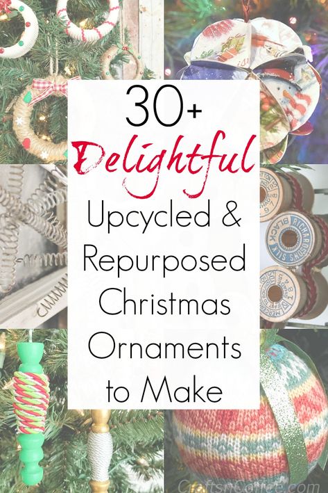 Upcycling ideas for Repurposed ornaments and Christmas ornament craft ideas Upcycled Christmas Ornaments, Upcycled Christmas, Creative Upcycling, Ornaments Ideas, Ornaments To Make, Upcycling Ideas, Handmade Christmas Decorations, Old Christmas, Funky Junk