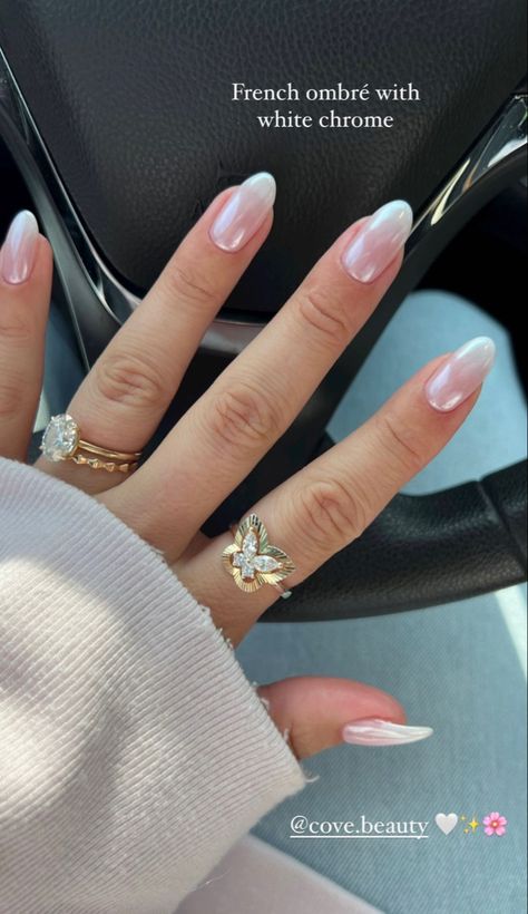 Perfect Grades, Ombre Chrome Nails, White Chrome Nails, Engagement Nails, Bridal Prep, White Chrome, Her Nails, Bride Nails, White Nail