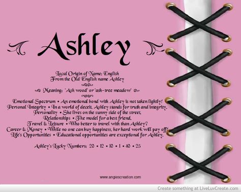 Ashley Username Ideas, Audrey Name, Ashley Name, Z Baby Names, Name Symbols, Old English Names, Birthday Quote, Name Origins, Ashley Nicole