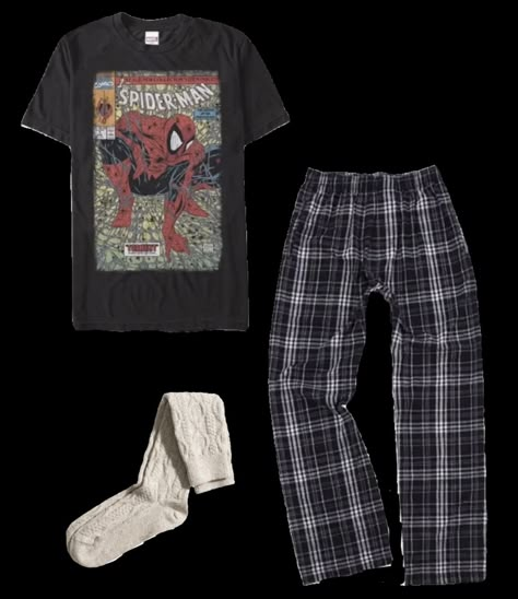 Mens Pjs Aesthetic, Pjs Men Aesthetic, Pajama Outfits Men, 90s Pajamas Outfit, Comfy Pj Outfits, Comfy Outfits Lazy Men, Masc Pajamas, Grunge Pajamas Outfit, Pjs Outfits Men