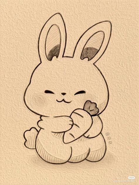 Easy Cartoon Drawings, Cute Easy Doodles, Bunny Drawing, Cute Sketches, Meaningful Drawings, Easy Doodles, Easy Doodles Drawings, Easy Drawings Sketches, Cute Drawing