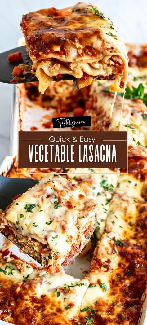 Quick & Easy Vegetable Lasagna Pasta Tomato Sauce, Easy Vegetable Lasagna, Veggie Lasagna Recipe, Vegetarian Lasagna Recipe, Pasta Tomato, Easy Lasagna Recipe, Lasagne Recipes, Veggie Lasagna, Vegetarian Lasagna