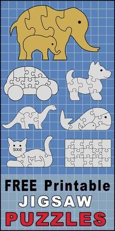 FREE printable DIY jigsaw puzzle patterns, stencils, and templates. Use your scroll saw, Cricut, or Silhouette to create HOMEMADE puzzles ... Diy Jigsaw Puzzle, Scroll Saw Ideas, Scroll Saw Patterns Free, Scroll Saw Projects, Wooden Toys Plans, Jigsaw Puzzles For Kids, Puzzle Jigsaw, Woodworking Patterns, Woodworking For Kids