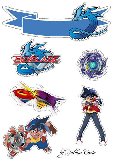 Beyblade Cake Topper Printable, Beyblades Party Ideas, Beyblade Birthday Invitation, Beyblade Invitation, Beyblade Cake, Beyblade Birthday Party, Beyblade Birthday, Stickers Collection, Beyblade Characters