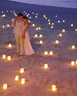 Light it up if you plan to spend some of the evening hours on the beach. All you need are white paper bags, sand, and votive candles. It's simple,  inexpensive, and a beautiful way to set the mood! Pose Fotografi, Have Inspiration, Bali Wedding, 인물 사진, Caster, The Sand, Wedding Bells, Wedding Pictures, Future Wedding