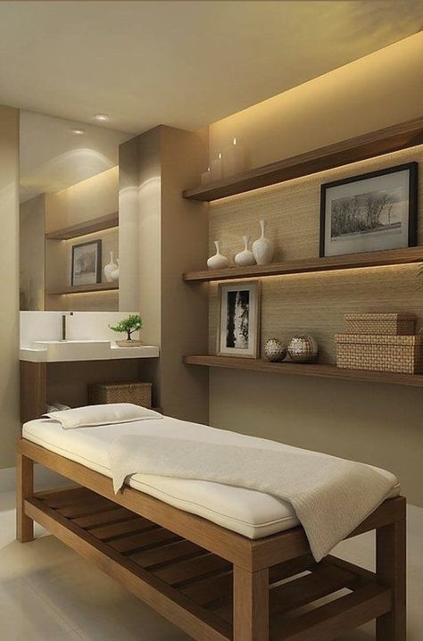 Home Massage Room, Spa Beds, Spa Room Ideas, Massage Room Design, Spa Massage Room, Massage Room Decor, Massage Therapy Rooms, Home Spa Room, Reiki Room