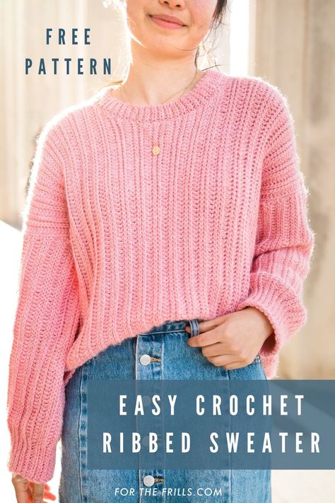 Modern Haken, Slip Stitches, Sweater Pattern Free, Crochet Sweater Free, Ribbed Crochet, Gilet Crochet, Crochet Sweater Pattern, Crochet Jumper, Crochet Sweater Pattern Free