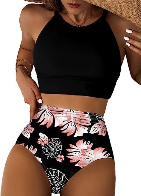 Cute Swimming Suits, Womens Bathing Suits Tankini, Swimsuits 2023, High Waist Swimsuit, Women's Swimsuit, High Waisted Bathing Suits, Swimming Beach, Swimsuit Material, Swimwear High Waisted